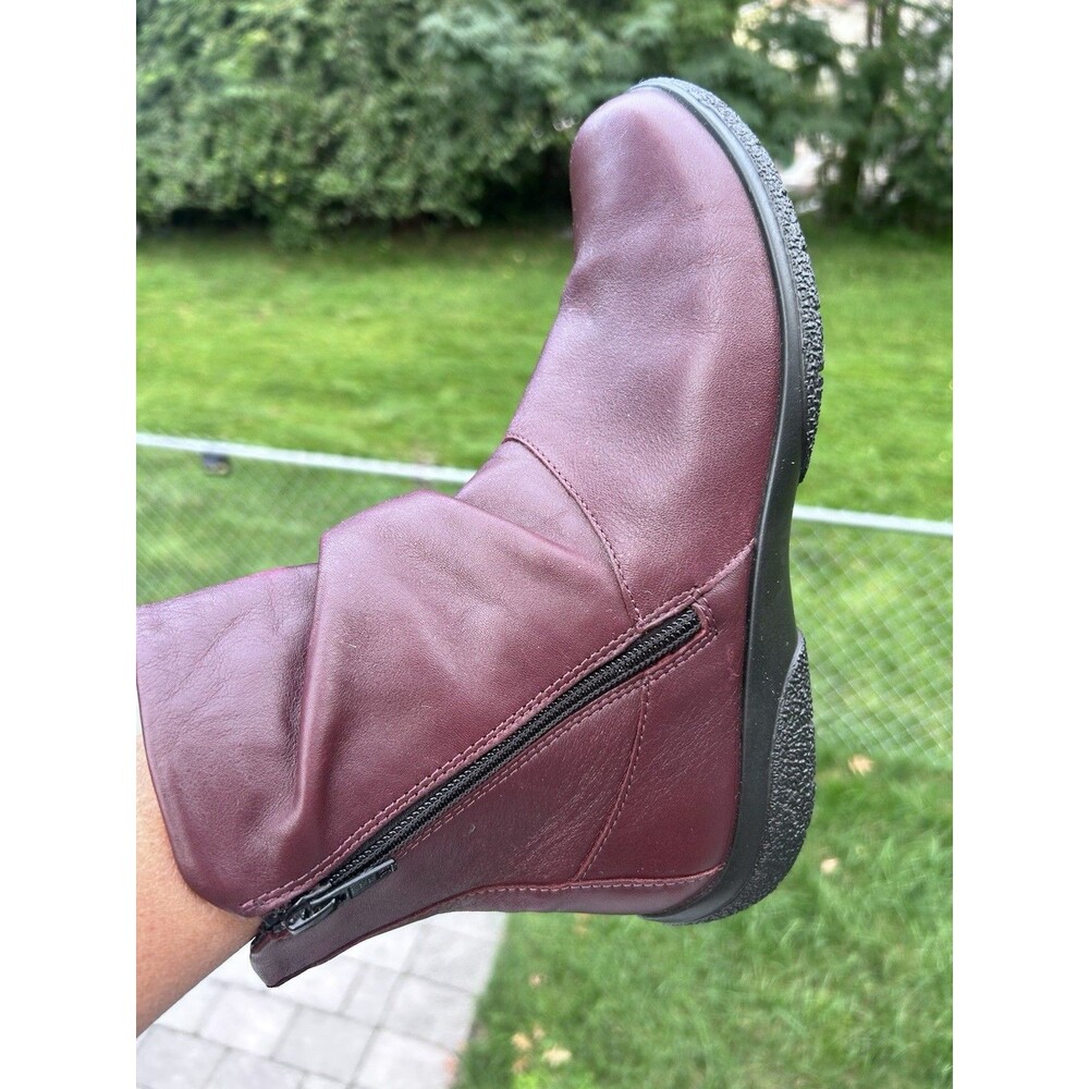 Hotter Whisper Women’s UK 6M Burgundy Leather Ankle Boots Zip Comfort Almond Toe - Picture 9 of 10